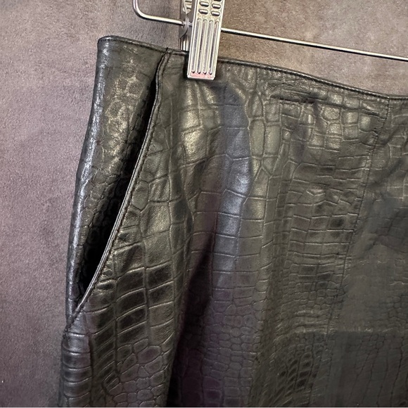 Evan Davies Croc Embossed Leather Pencil Skirt Size 14 - Picture 11 of 11